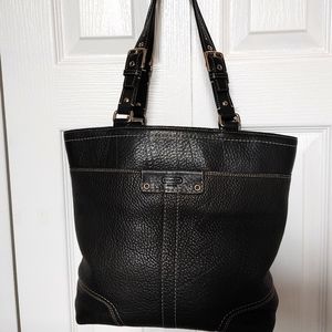Coach black pebbled leather handbag.